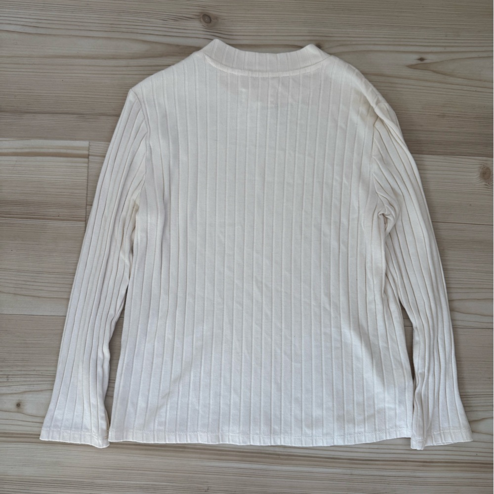 Lou & Grey girls M (approx 12) white rib knit short mock turtle neck tee